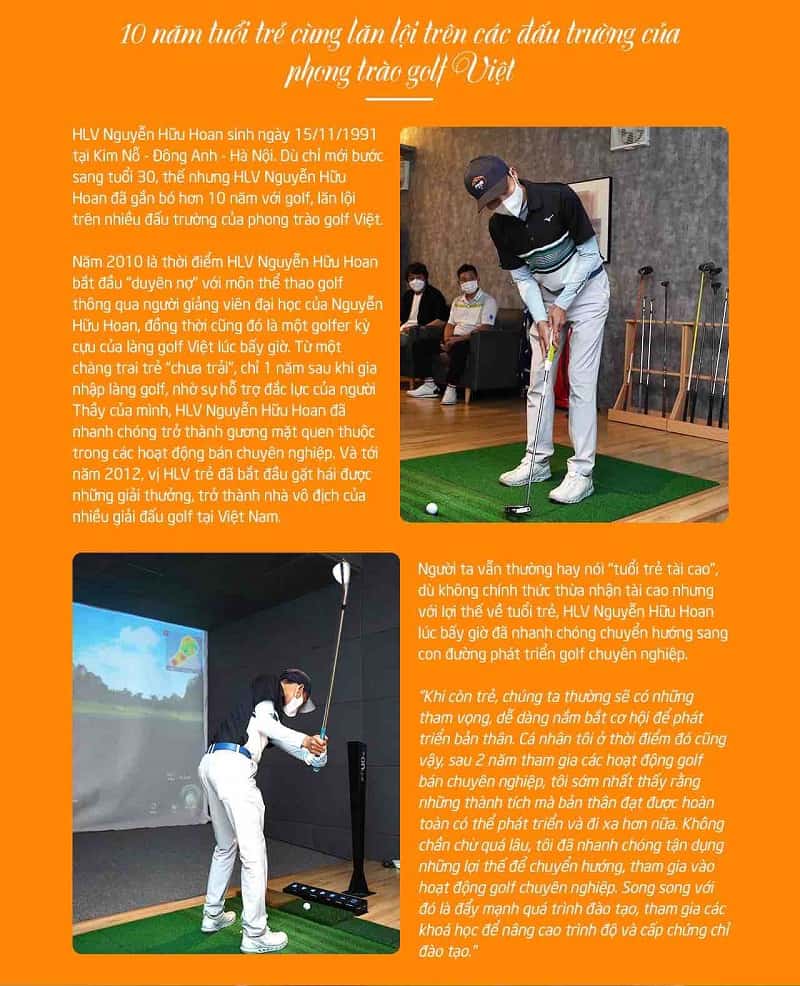 HLV Hoan mong muốn truyền đạt kinh nghiệm golf đến các golfer có niềm đam mê với bộ môn này