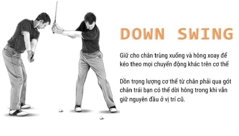 Down swing được đánh giá là giai đoạn khó nhất trong các bước swing golf