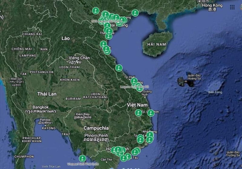 Toàn cảnh bản đồ sân golf Việt Nam 